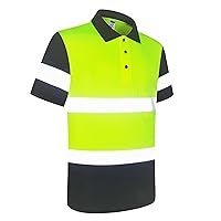 Safety Polo Shirt for Men,High Visibility Reflective Work Shirt with Pocket,Short Sleeves for Warehouse Construction