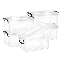 Superio Clear Storage Boxes with Lids, 3 Quart BPA Free Plastic Containers, Bins for Organizing, Stackable Crates, Organizer Totes for Home, Office, School, and Dorm
