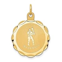 14k Yellow Gold Baseball DiscCustomize Personalize Engravable Charm Pendant Jewelry Gifts For Women or Men (Length 0.98
