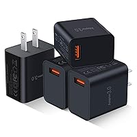 Fast Charge 3.0 USB Wall Charger [4-Pack] 5V 3A Fast Charging Block 18W QC Power Adapter for Wireless Charger Stand, Compatible with iPhone 14 Pro Max Samsung Galaxy S23 Ultra 22 21 20 A03s