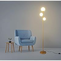 3 Globe Mid Century Modern Floor Lamp for Living Room, Contemporary Gold Lamp with Frosted Glass Shade and Bulbs Included, LED Standing Tall Pole Lamp for Bedrooms, Office - Antique Brass