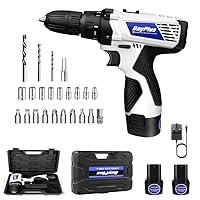 Qimu Cordless Drill 16.8 V Cordless Screwdriver Set with 1500 mAh Batteries, 45 N.m Max Battery Drill, 2-Speed, Torque on 25+1 Levels, Battery Drill Screwdriver with 26-Piece Accessories, LED Work
