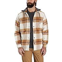 Carhartt Men's Rugged Flex Relaxed Fit Flannel Fleece Lined Hooded Shirt Jac