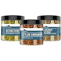 Earthborn Elements Ceylon Cinnamon, Lavender Extract, and Berberine Bundle, 200 Capsules Each, Pure & Undiluted, No Additives