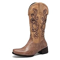 Men's Square Toe Embroidered Durable Western Work Cowboy Boots Men's Boots Men's Shoes