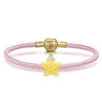 999 24K Solid Gold Mini Charm Cheerful Healing Star, Cloud Charm Bracelet for Women and Girls 93868C 93869C