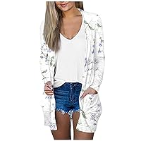 Open Front Cardigans for Women Lightweight Trendy Long Cardigan for Women with Pocket Plus Size Sweaters for Women