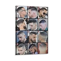 AYTGBF Men's Hairstyles Barber Shop Decor Posters Beauty Salon Poster (4) Canvas Painting Wall Art Poster for Bedroom Living Room Decor 24x36inch(60x90cm) Frame-style