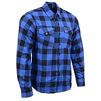 Men's Flannel Plaid Shirt Black and Blue Long Sleeve Cotton Button Down Shirt MNG11634 - XX-Large