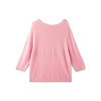Layering adds Color, Soft, Seamless, one-Piece 7-Point Dolman Sleeves, Silk, Cashmere, and Wool Sweater (Color : Pink, Size : Free)