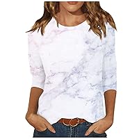 Women's 3/4 Sleeve Shirts 3/4 Sleeve Tops for Women Summer Independence Day Clothing Women Cotton Tshirt Three Quarter Sleeve Tops Wrap Tops for Women USA Flag Shirts for White L