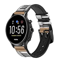 CA0117 Keyboard Digital Piano Leather Smart Watch Band Strap for Fossil Hybrid Smartwatch Nate, Hybrid HR Latitude, Hybrid Smartwatch Machine Size (24mm)