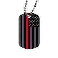 Rogue River Tactical Firefighter Military Style Dog Tag Pendant Jewelry Necklace Thin Red Line Subdued