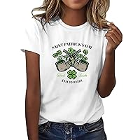 St. Patrick's Day T-Shirt Womens Shamrock Clover Tee Tops Short Sleeve Funny Green Paddy's Day Tunic Blouse Tshirts