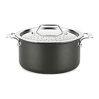 All-Clad HA1 Hard Anodized Nonstick Stockpot, Multi-Pot with Strainer 6 Quart Oven Broiler Safe 500F Strainer, Pasta Strainer with Handle, Pots and Pans Black