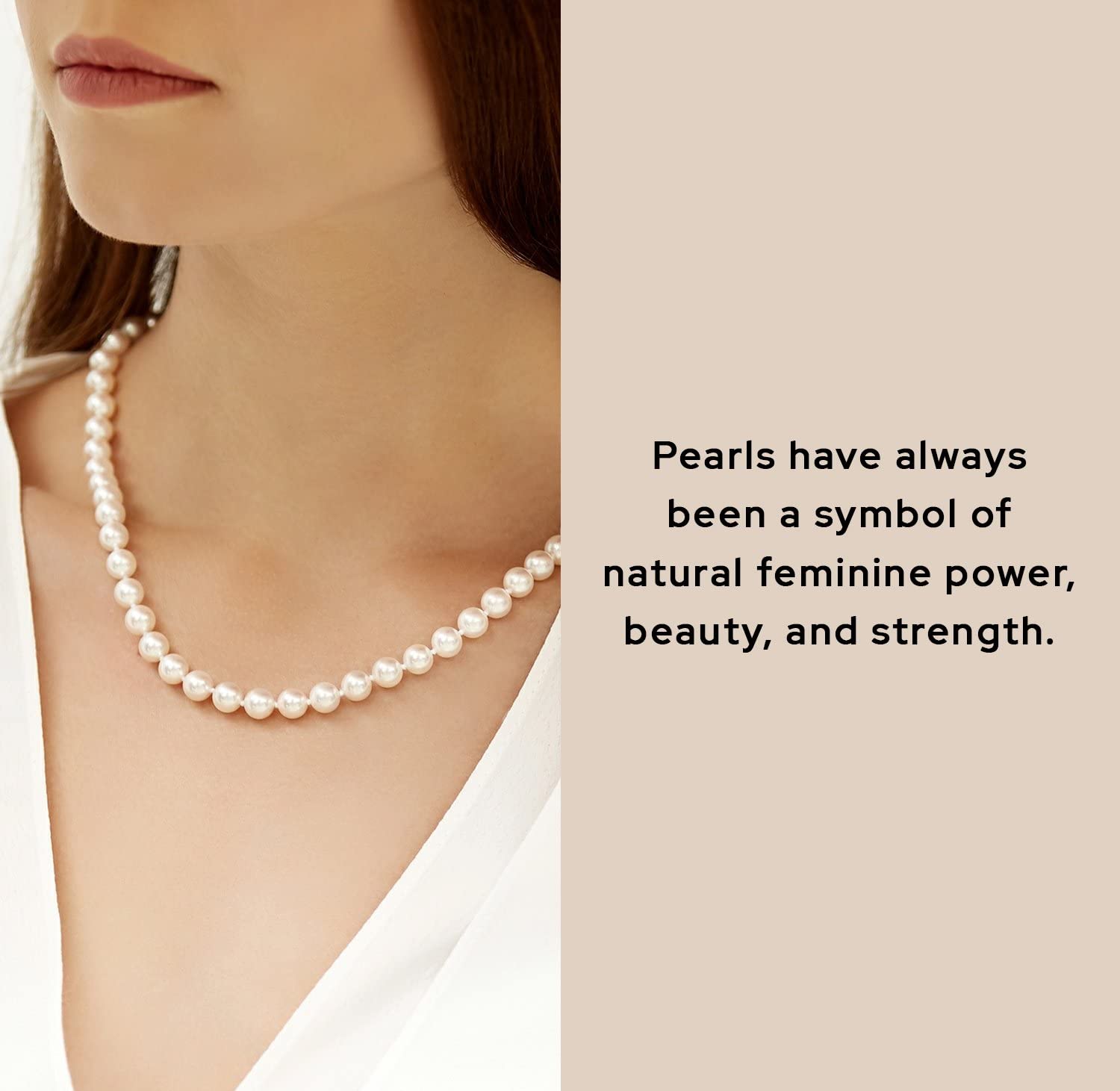 The Pearl Source Real Pearl Necklace for Women with AAA+ Quality Round White Freshwater Genuine Cultured Pearls | 18 inch Pearl Strand with 14K Gold Clasp