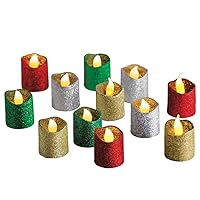 LED Glitter Holiday Flameless Votives - Set of 12 Green