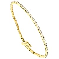 Silver City Jewelry 10k Gold 1 Carat Diamond Tennis Bracelet for Women 1/16 inch wide, 7.25 inch long