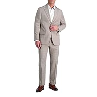 J.M. Haggar Men's Premium Stretch Tailored Fit Subtle Pattern Suit Separates-Pants, Camel-Jacket
