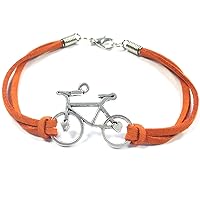 Wrapables Leather Bicycle Bracelet, Orange