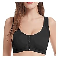 Steel Size Bra Cup Button Women Ring Front Underwear Comfort Gathers Plus Full Bra to Make Breast (Black, M)