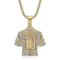 Soccer Jersey 10 Pendant, Number 10 Soccer Jersey Necklace for Men, No. 10 Football Necklace Iced Out Sports Charm Jewelry, Rock Number 10 Soccer Necklace Soccer Players Number 10 Pendant Necklace for Boys