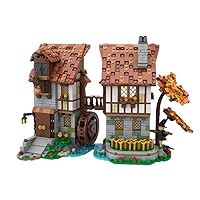 Medieval Watermill Building Blocks Set, Medieval Town Village Castle Water Mill Hut Modular Building Toys, Compatible with Lego, Collectible Creative Bricks for Kids and Adults (1235 PCS)