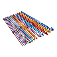 Crochet Hook Set，14pcs Colorful Aluminum 2mm-10mm Handle Alloy Crochet Hooks Knitting Knit Needles Weave Yarn