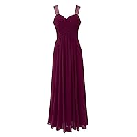 CHICTRY Women Lace Wide Shoulder Straps Long Bridesmaid Cutout Back Wedding Party Evening Dress