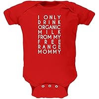 Old Glory Organic Milk Free Range Mommy Red Soft Baby One Piece - 3-6 Months