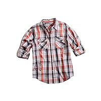 GUESS Big Boys Road Warrior Plaid Shirt Size XL (20) Red Rouge