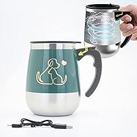 Rechargeable Self Stirring Mug - Magnetic Electric Auto Mixing Stainless Steel Cup for Office/Kitchen/Travel/Home Coffee/Tea/Hot Chocolate/Milk-390 ml/13.2 oz(Green)