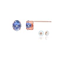 Solid 10K Yellow, White or Rose Gold 6x4mm Oval Genuine Or Created Gemstone Birthstone Stud Earrings