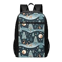 Blue Christmas Tree Print Simple Sports Backpack, Unisex Lightweight Casual Backpack, 17 Inches