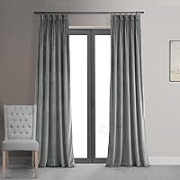 HPD Half Price Drapes Velvet Blackout Curtains/Drapes - 84 Inches Long 1 Panel Blackout Curtain Signature Pleated for Living Room & Bedroom - 25W X 84L, Silver Grey