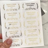 Return Address Label Stickers Printed with Gold Foil, Envelope Address and Return Label, Wedding Address Sticker, Family Address Label (Gold Foil, Clear Glossy)
