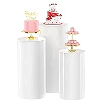Wokceer Cylinder Pedestal Stands for Party 3Pcs Large Round Cylinder Tables for Parties Pedestal Display Plinth Pillars for Wedding Birthday Party Art Decor 15.7*35.4