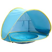 UPF 50+ Pop Up Sunshade Tent with Swimming Pool,Portable UV Protection Baby Beach Tent, Lightweight & Easy Setup Cabana Travel Tent with Carry Bag