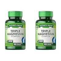 Triple Magnesium Complex | 100 Capsules from Magnesium Oxide, Magnesium Citrate, Magnesium Aspartate | Non-GMO, Gluten Free Supplement | by Nature's Truth (Pack of 2)