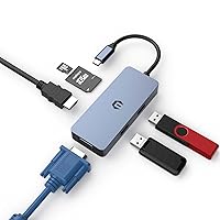 Tiergrade USB C Hub Multiport Adapter with 4K HDMI, VGA, SD/TF Card Readers, 2 USB 2.0 Ports, USB C Hub with Type C Port for Dell/HP/Lenovo