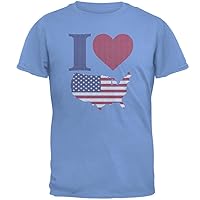 4th of July I Heart Love America Halftone Mens T Shirt Carolina Blue SM