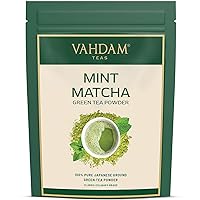 VAHDAM, Organic Mint + Matcha Green Tea Powder (25g, 12 Servings) Powerful SUPERFOODS Blend- Pure Japanese Matcha Powder with 100% Natural Mint | 137x Anti-OXIDANTS, Brew Delicious Mint Matcha Latte