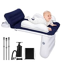 Inflatable Airplane Bed for Toddler, Portable Baby Airplane Bed for Travel, Plane Bed for Kids with Hand Pump, Seat Belt and Carry Bag, Toddler Seat Extender for Car, Airplane (Dark Blue)