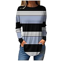 Women Long Sleeve Tee Shirts Crew Neck Loose Fit Sweatshirts 2023 Casual Going Out Tunic Tops