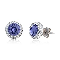 Sterling Silver Crystal Halo Stud Earrings