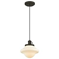 Westinghouse 6346500 One-Light Mini Pendant, Bronze Finish with Frosted Opal Glass, Oiled Rubbed Bron