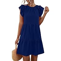 Beach Dresses for Women, Women's Summer Casual Sexy Versatile Elegant Dress Ruched Pleated 2024, S XL