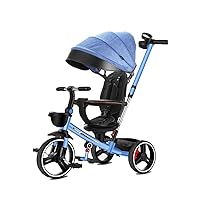 BicycleKids' Tricycle with Three-Way Adjustable Awning, Toddler Tricycle with Detachable Pedals, Toddler Trike with Rotatable Seat, for Ages 10 Months - 5 Years (Color : Gray) (Color : Blue)