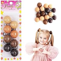4 Pcs 40mm Large Ball Hair Ties Ponytail Holders Twinbead Bubble Balls Hair Accessories for Girls Kids Toddler (Brown Assorted)