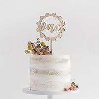 Wooden One Cake Topper - First Birthday Cake Topper Decoration Supplies for Girls and Boys, Suitable for Baby Shower, Baby 1st Birthday Party or Baby Photo Booth Props (Style E)